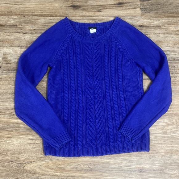 J. Crew Royal Blue Cable Knit Sweater - Picture 1 of 6